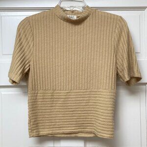 Project Social T light mustard short sleeve mock neck top Size S